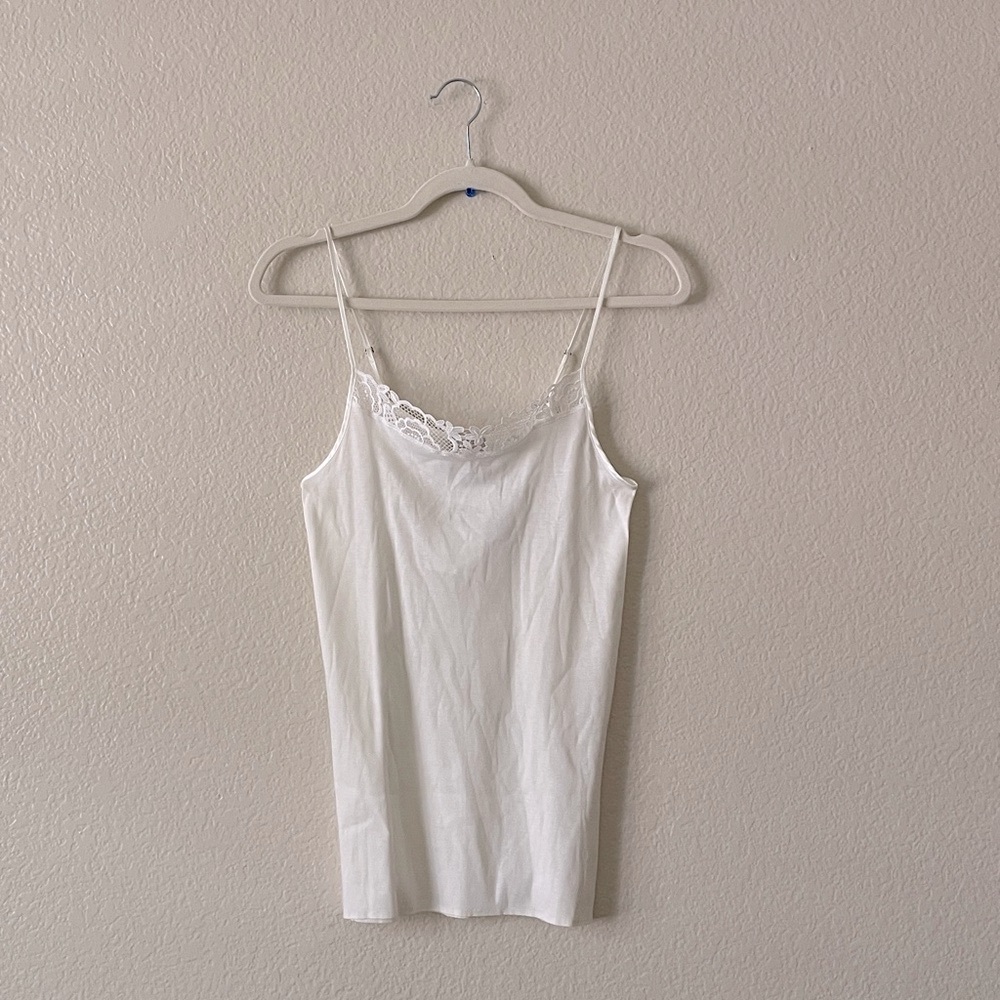 Hanro Vittoria Camisole Off White Lace Trim Quiet Luxury